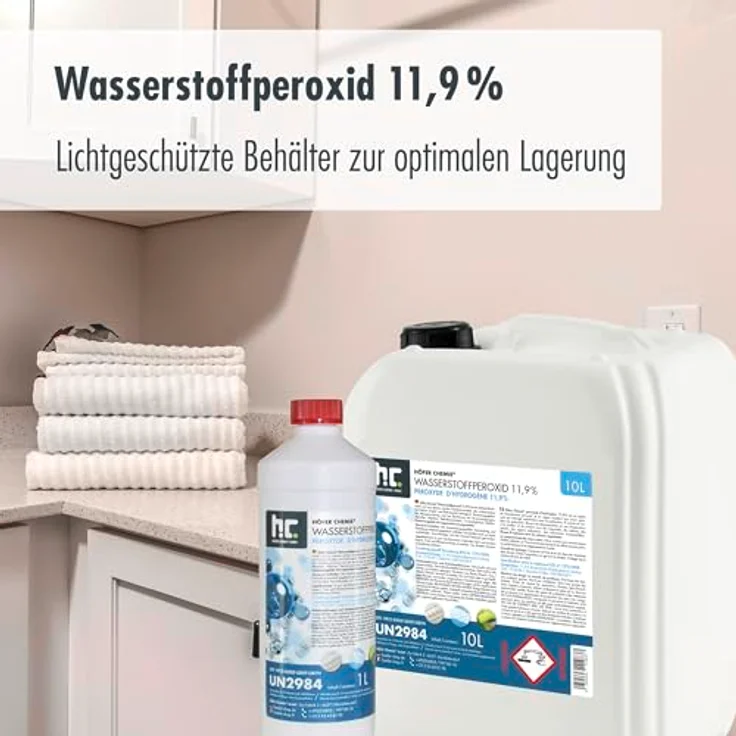 Höfer Chemie Wasserstoffperoxid 11,9%, 4 x 10 L - Technische Oxidationslösung mit 1% Phosphorsäure, vielseitig einsetzbar zum Bleichen und Reinigen – Bild 3
