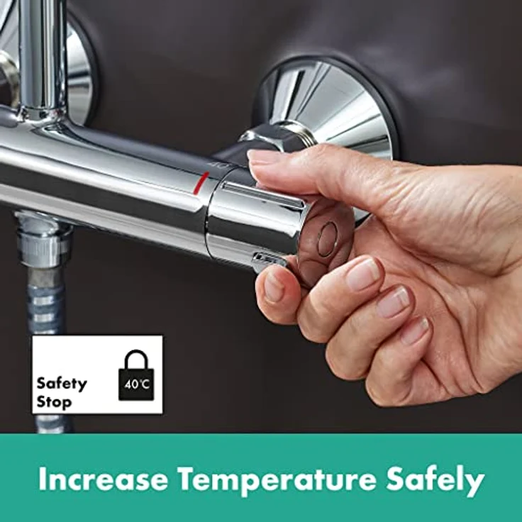 hansgrohe Vernis Blend Duschsystem 200, wassersparend mit Thermostat und Kopfbrause (Rain), Chromoberfläche – Bild 6