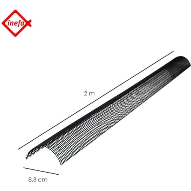 INEFA Laubschutzgitter 10er Set, 83mm x 2m, Schwarz, UV-beständiger Kunststoff für Dachrinnen – Bild 2
