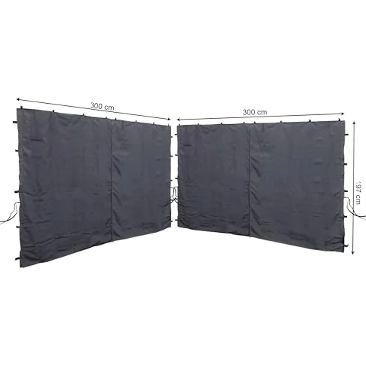 2 Seitenteile mit RV 300x195cm für Rank Pavillon 3x3m Seitenwand Anthrazit RAL 7012 – Bild 3
