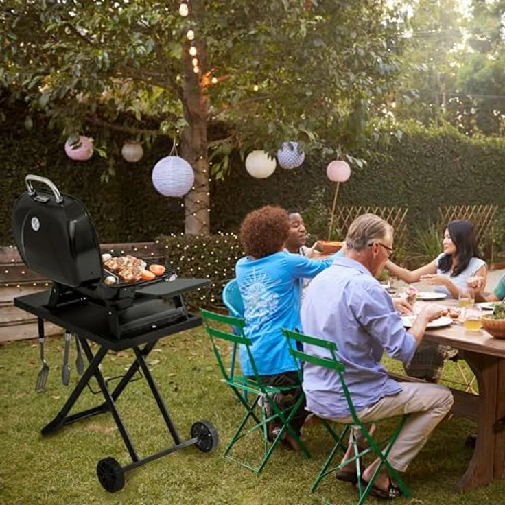 Royal Gourmet Grilltisch Klappbar Grillwagen für Gasgrill, Outdoor Grillständer für Tischgrill, Faltbarer Rollwagen mit Haken, Klapptisch zum Gasgrill GT2005-G Schwarz – Bild 9