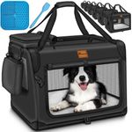 TRESKO Hunde-Transportbox faltbar inkl. Leckmatte und Spatel bis 15,00 kg, atmungsaktiv und reißfest, ideal für unterwegs und Reisen, Hunde- und Katzentransportbox, schwarz