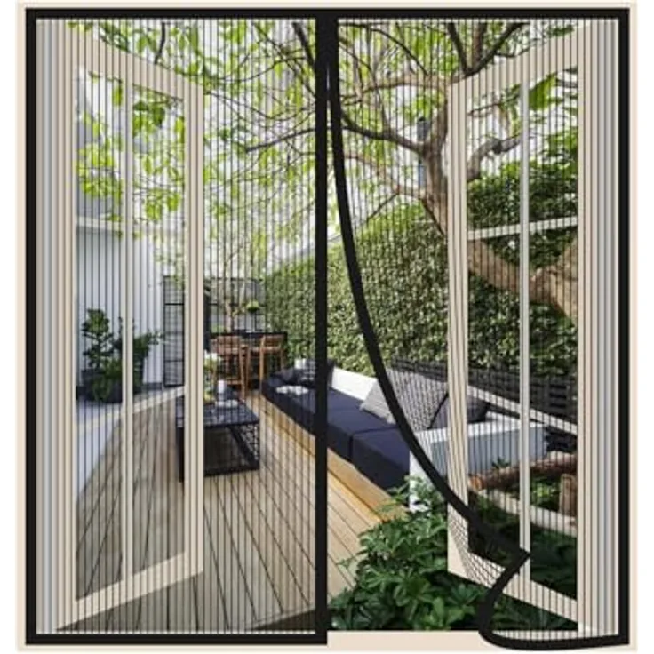 Risareyi Magnet Fliegengitter Fenster 110x120cm, Schwarz, Atmungsaktives Moskitonetz mit Automatischer Schließung und Klettverschluss ohne Bohren