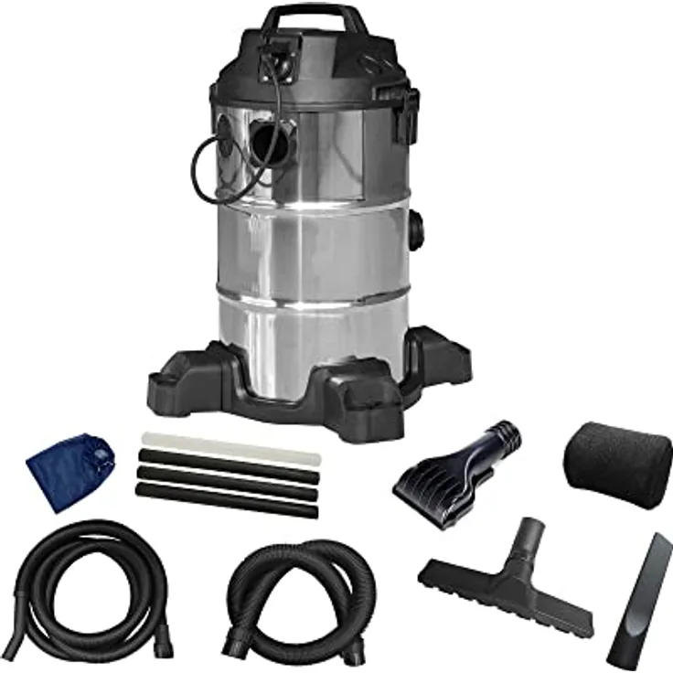 Heissner Teichschlammsauger 4000 L/h, Multifunktions-Dauersauger mit 30 Liter Edelstahltank, silber