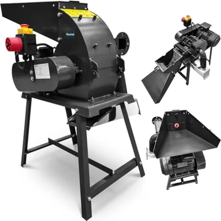 Wiesenfield Häcksler Hammermühle 2,2 kW 60 - 120 kg/h Pelletherstellung, Schwarz – Bild 2