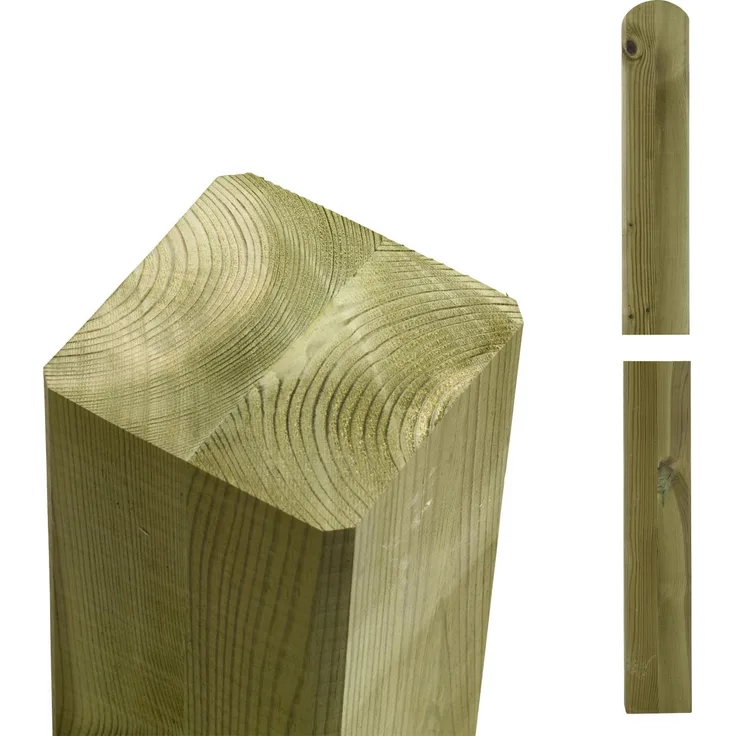 PLUS Leimholzpfosten 187 cm, 90 x 90 mm, druckimprägniert, Kopf gerundet, FSC®-zertifiziert