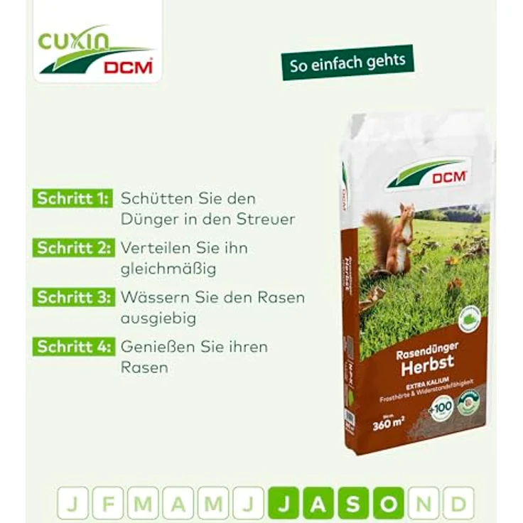 Cuxin CUXIN DCM Rasendünger Herbst, organisch-mineralischer Langzeitdünger mit MINIGRAN® TECHNOLOGY, 18 kg, für Frosthärte und Standfestigkeit – Bild 5