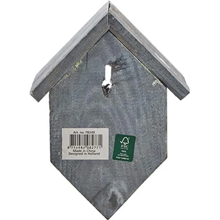 Esschert Design Vogelhaus, Vogelfutterhaus für Erdnussbutterglas, altes Holz Optik, ohne Erdnussbutter, ca. 15 cm x 13 cm x 19 cm – Bild 3