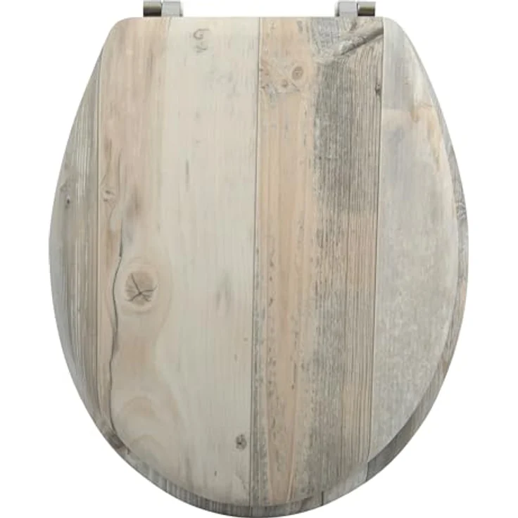 MSV WC-Sitz Ombo, MDF Toilettensitz mit Edelstahl-Scharnieren, 42,5 cm x 36,5 cm x 5 cm, beige, hygienische und feuchtigkeitsbeständige Oberfläche – Bild 2