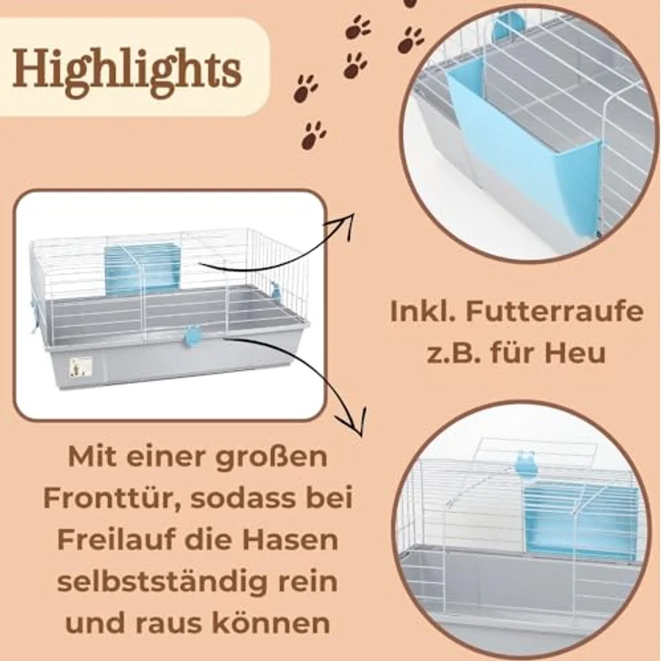 GarPet Kaninchenkäfig innen Indoor Hasenkäfig Meerschweinchen Käfig Hasenstall Kaninchenstall Nagerkäfig – Bild 4