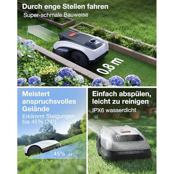 ECOVACS Mähroboter GOAT O1200 LiDAR PRO, vollautomatischer TruEdge Trimmer mit AIVI 3D Hinderniserkennung, Dual-LiDAR Navigation und IPX6 Wasserschutz, white-black One Size – Bild 6