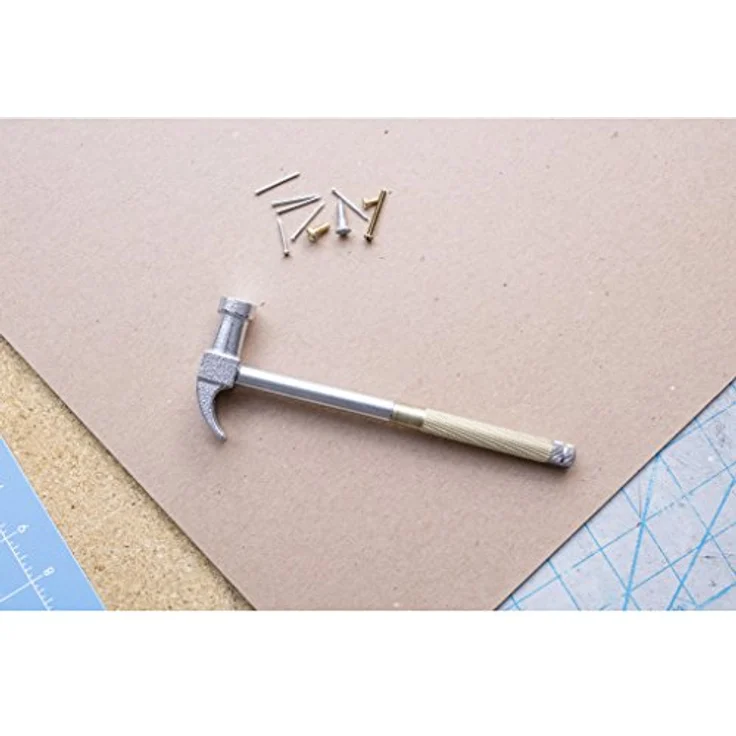 Kikkerland CD111 Praktischer Hammer, 6-in-1 Schraubendreher Set, vernickelter Krallenhammerkopf, Messinggriff – Bild 2