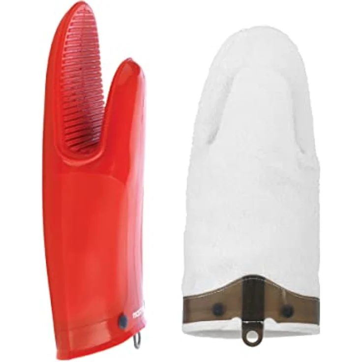 Mastrad Silikonhandschuh mit Baumwollfutter, Grillhandschuh, Kochhandschuh, Silikon, Baumwolle, Mohnrot, F82315 – Bild 2