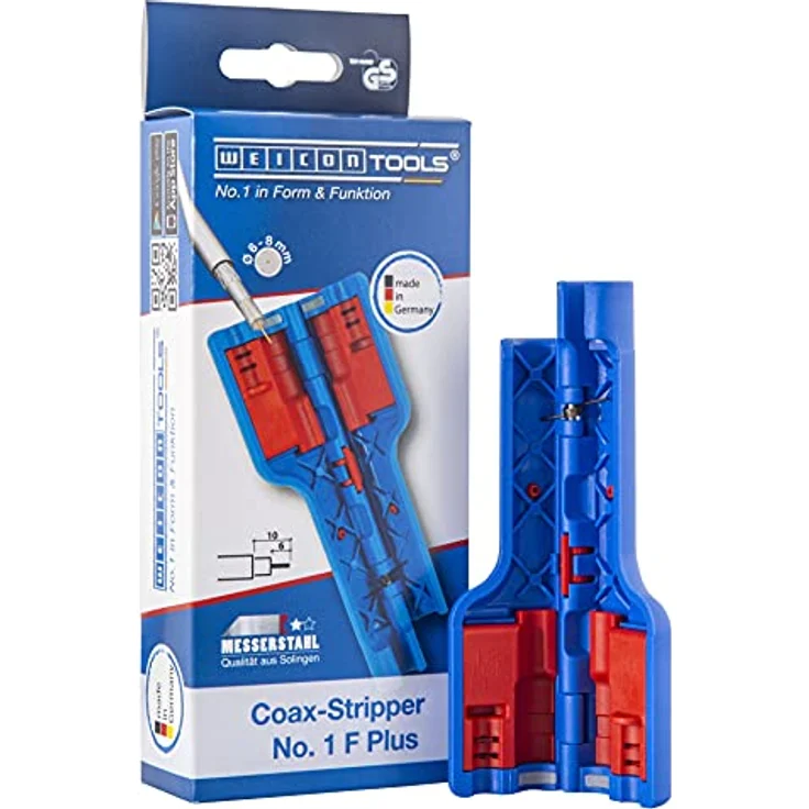 WEICON 52000001 Stripper No.1 F Plus| Antennenkabel Abisolierer | Hochwertige Abisolierzange für Sat Zubehör für Satelittenschüssel, Coax Kabel, Blau, 0, 067Kg – Bild 2