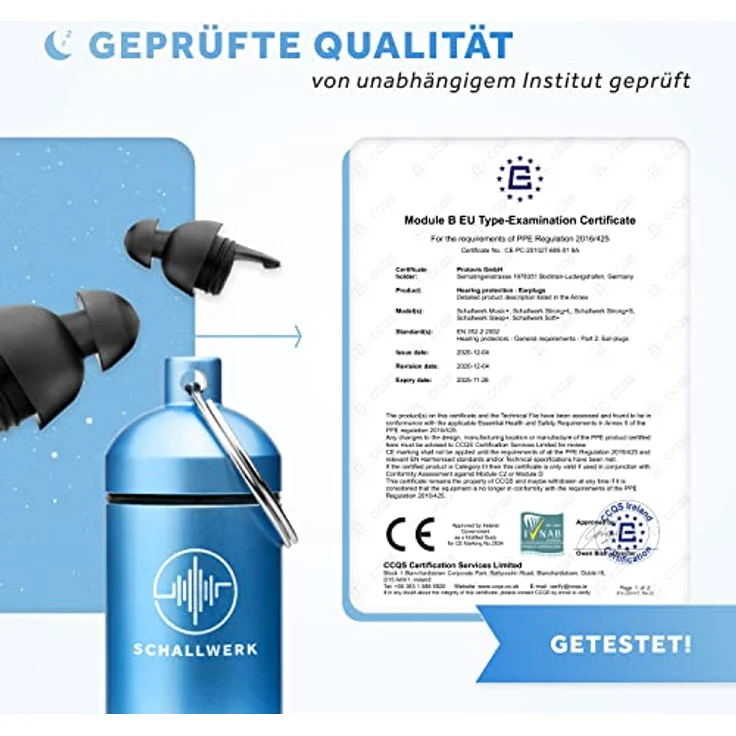 Schallwerk Sleep+ Ohrstöpsel zum Schlafen - Hochwertiger Gehörschutz, dämpft bis zu 30 dB Lärm & Schnarchen – Bild 3