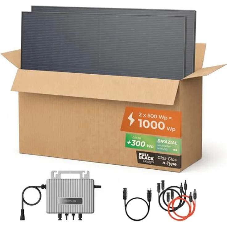 Solarway Balkonkraftwerk 840W / 800W Solaranlage Steckerfertig WIFI Komplettset Photovoltaik Anlage 600/800W – Bild 2