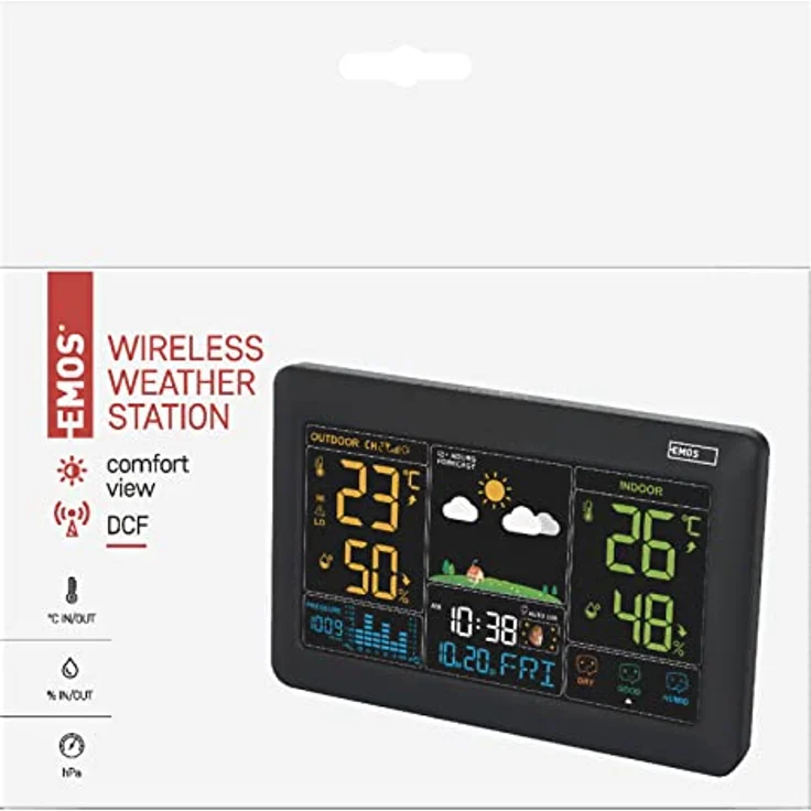Emos E0387, Wetterstation in Schwarz, digitale Funkuhr mit DCF-Technologie, Temperatur- und Luftfeuchtigkeitsmessung, erweiterbar mit 3 Sensoren – Bild 6