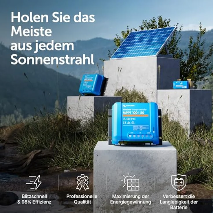 Victron Energy Solarladeregler Victron BlueSolar MPPT 100/20 Solarladeregler 12V/24V/48V 20A, effizient mit IP43 Schutzklasse – Bild 3
