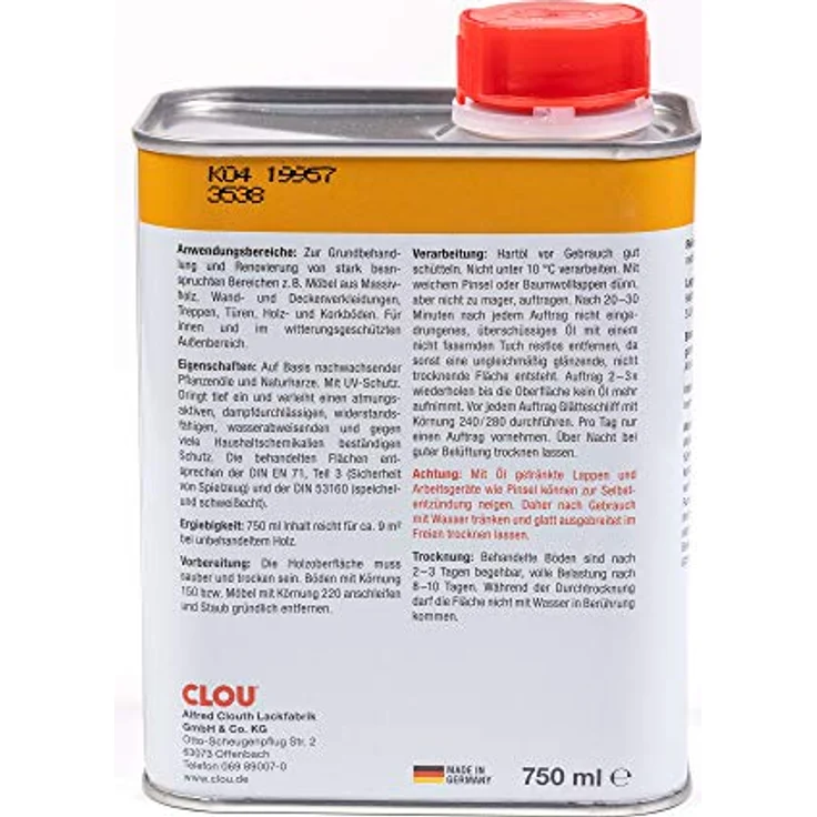 Clou Hartöl 750 ml, farblos – Bild 4