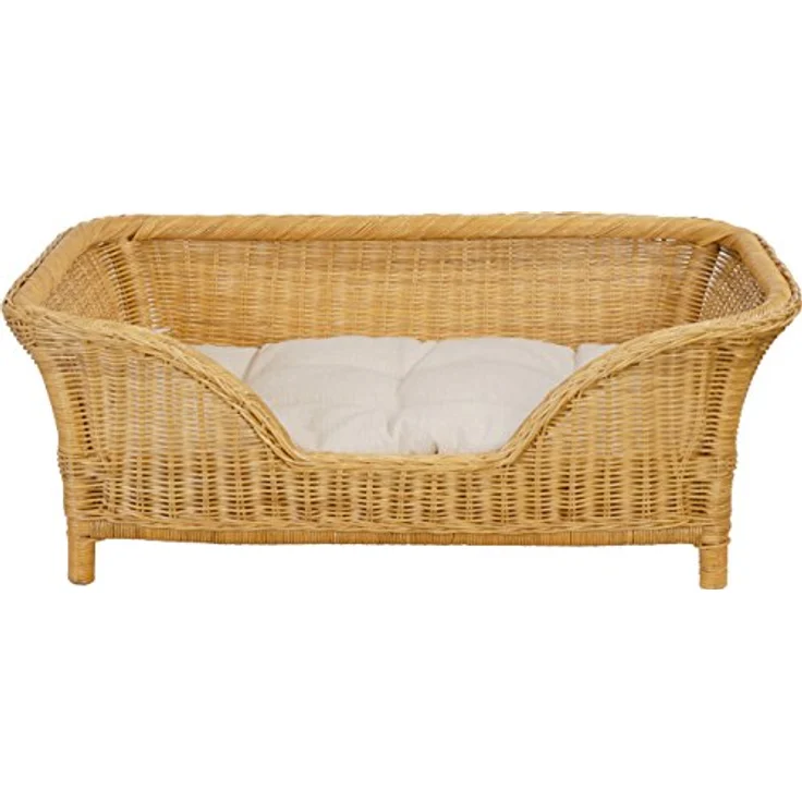 Korb-Outlet Großer Rattan Hundekorb geflochten Hundebett Rattan Korb Hund Hundecouch hoch mit Kissen (Honig) – Bild 3