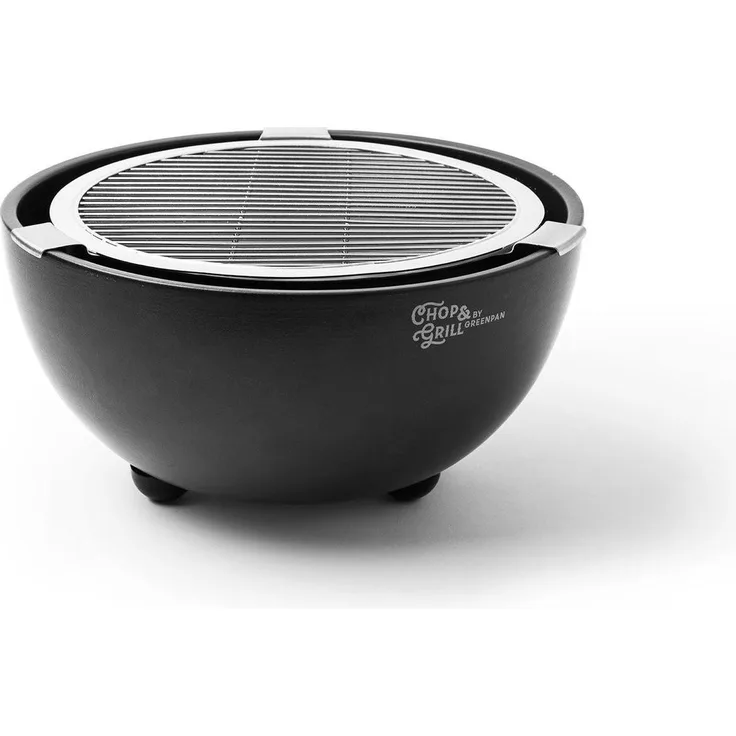 Greenpan Chop & Grill, Holzkohlegrill mit keramischer Antihaftbeschichtung, 28 cm, schwarz-silberne Oberfläche