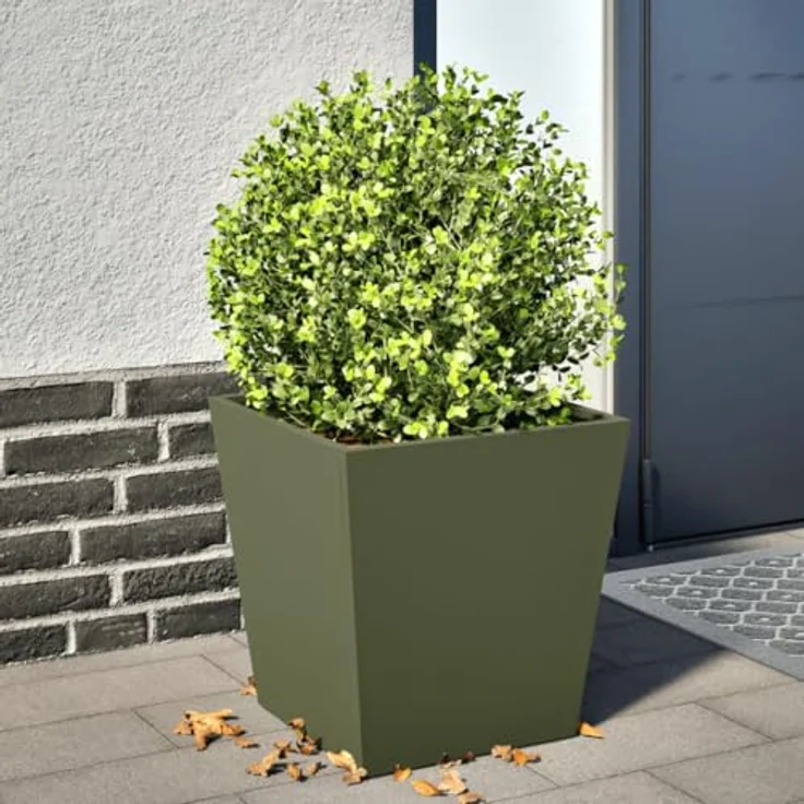 vidaXL Pflanzkübel Olivgrün 40x40x40 Stahl, Stabiler Blumenkübel für den Garten mit viel Platz und Unkraut- und Schädlingsschutz – Bild 2