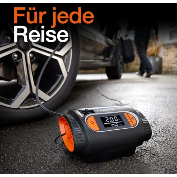 Osram OTI2120 Kompressor TYREinflate 2120, schneller Reifenfüller mit digitalem Display und Auto-Stopp-Funktion, 3 m Kabel, flexibel 60 cm Schlauch – Bild 10