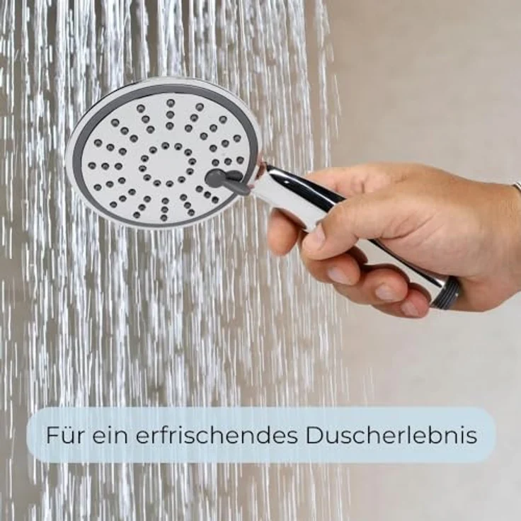 GarPet Handbrause Duschkopf 3 Funktion Duschbrause Wassersparender Brausekopf, Chromfarben – Bild 6