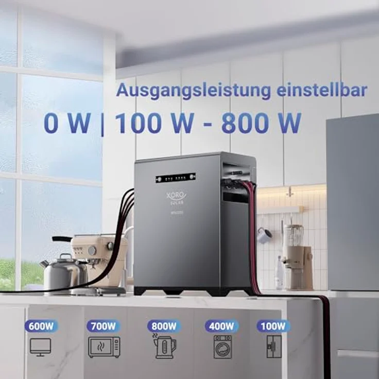 XORO SOLAR SPS 2155 Balkonkraftwerkspeicher mit 2 kWh LiFePO4 Akku, Dual MPPT 2x800W Eingang, 800W Ausgang IP65, Plug & Play – Bild 4