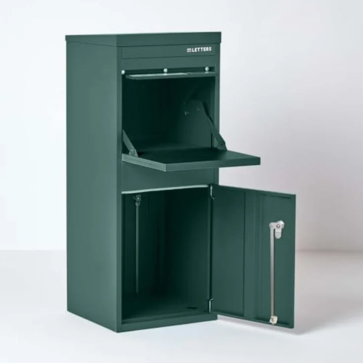 Smart Parcel Box L grün 42x39x103 cm, Paketbriefkasten mit Rückholsperre, sichere Paketbox für Zuhause und Unternehmen, Entnahme hinten & vorne – Bild 4