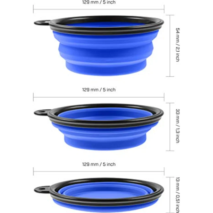 PhoneNatic Faltbarer Silikon-Hundenapf in blau, Reisenapf für Hunde und Katzen mit Karabiner -, S, blau, 350 ml, 60014330 – Bild 5