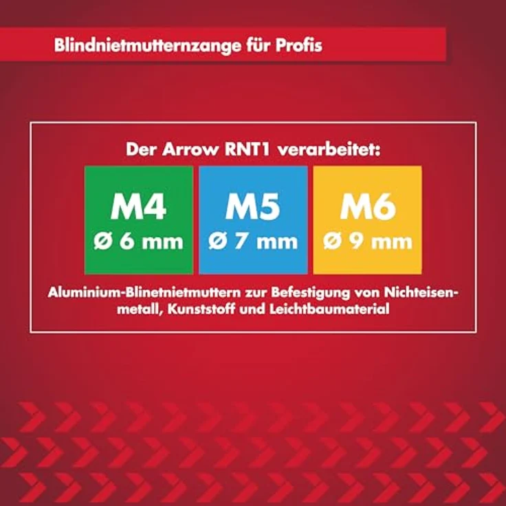 Arrow RNT1 Nietzange, Blindnietmutternzange für Metall und Kunststoff, ergonomisches Design – Bild 4