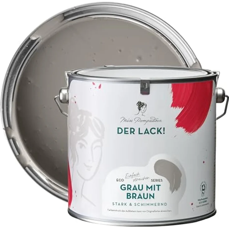 MissPompadour Holzfarbe Grau mit Braun, 2,5L Seidenmatte, witterungsbeständig für Innen & Außen, hohe Deckkraft, wasserbasiert – Bild 1