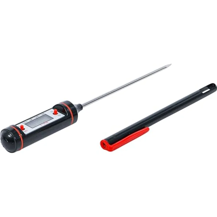 BGS TECHNIC Digital-Thermometer mit Edelstahl-Messsonde, Temperaturbereich -50 °C bis +300 °C, automatischer Abschaltung, Temperaturspeicher, Taschenclip – Bild 3