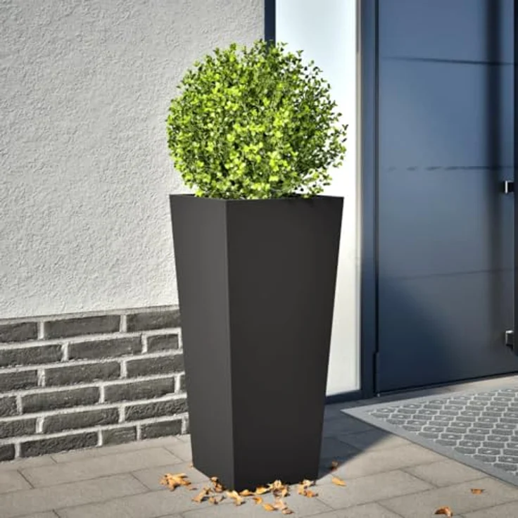 vidaXL Pflanzkübel Schwarz 35x35x75 cm Stahl, rostbeständig und strapazierfähig – Bild 2
