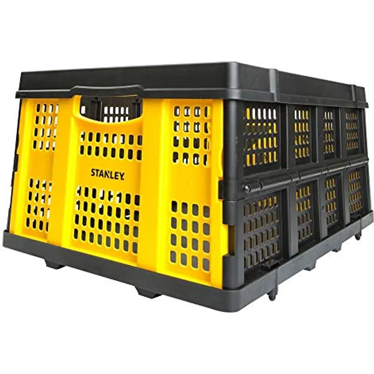 Stanley Stabile Klappbox in Industriequalität, Patentierter Faltmechanismus, Solide Konstruktion, Hohe Traglast, Stapelbar, Rasten ineinander ein, Gelb, SXWTD-FT505 – Bild 3