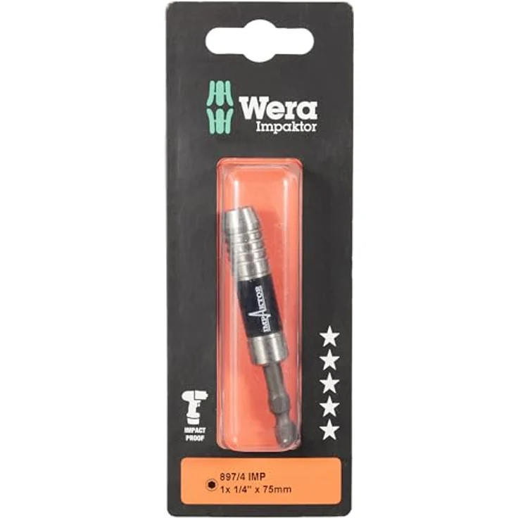 Wera 897/4 Impaktor 05057675001, Impaktor Halter mit Sprengring und Magnet, 75mm, für 1/4" Außensechskantantrieb – Bild 1