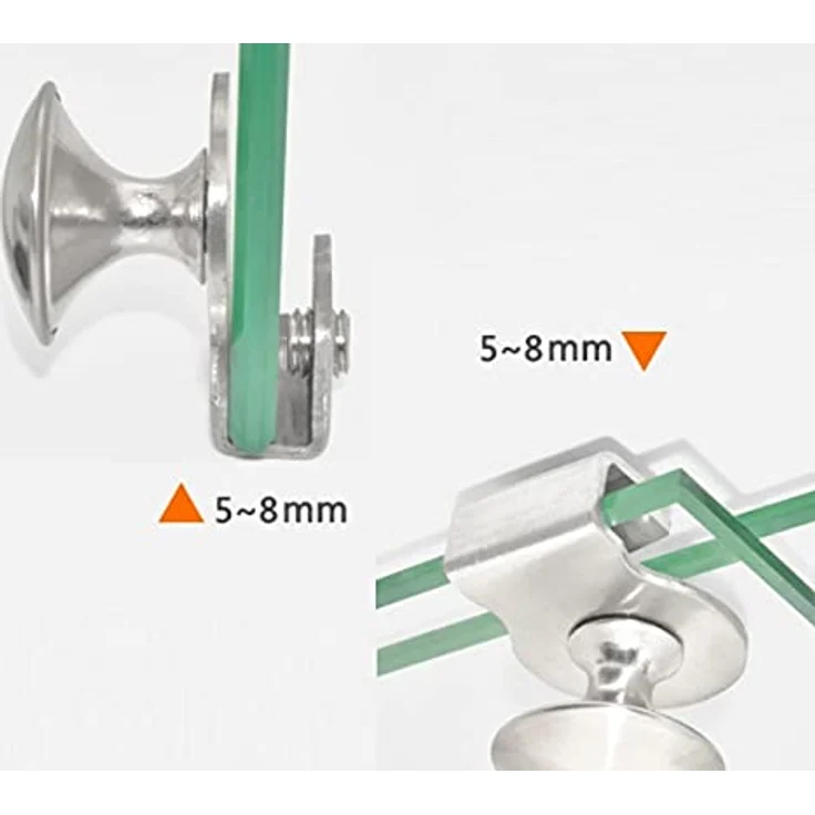 Bayli Glastürgriff l Vitrinengriff Ø 28 mm | Befestigung ohne Bohren für 5-8mm Glasstärke | Silberfarben – Bild 3