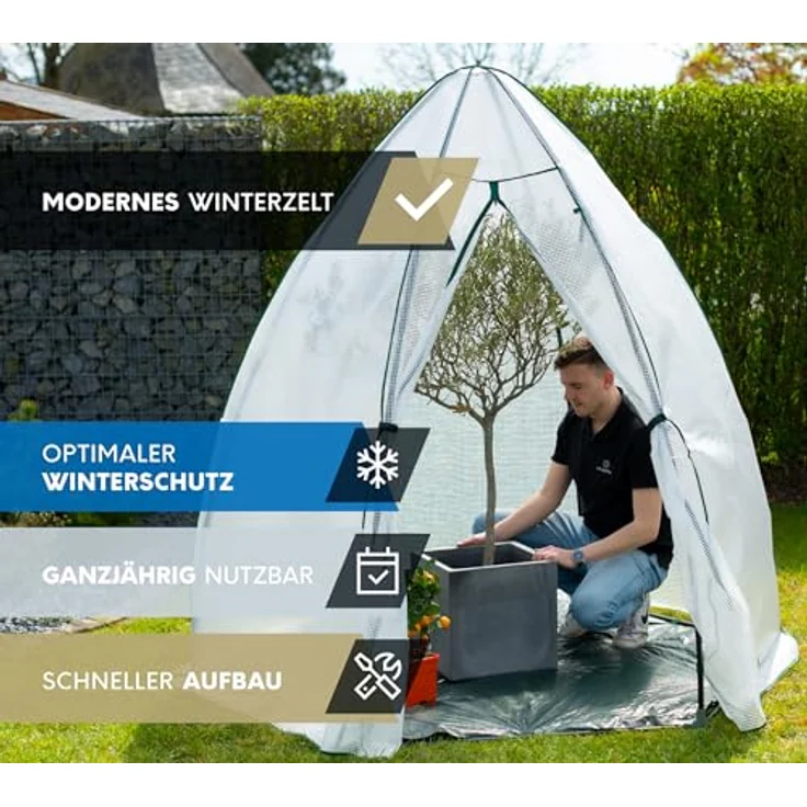 WESTMANN Überwinterungszelt Minze | 200x200x200 cm Weiß| Pflanzenschutz & Foliengewächshaus zum Überwintern von Pflanzen – Bild 2