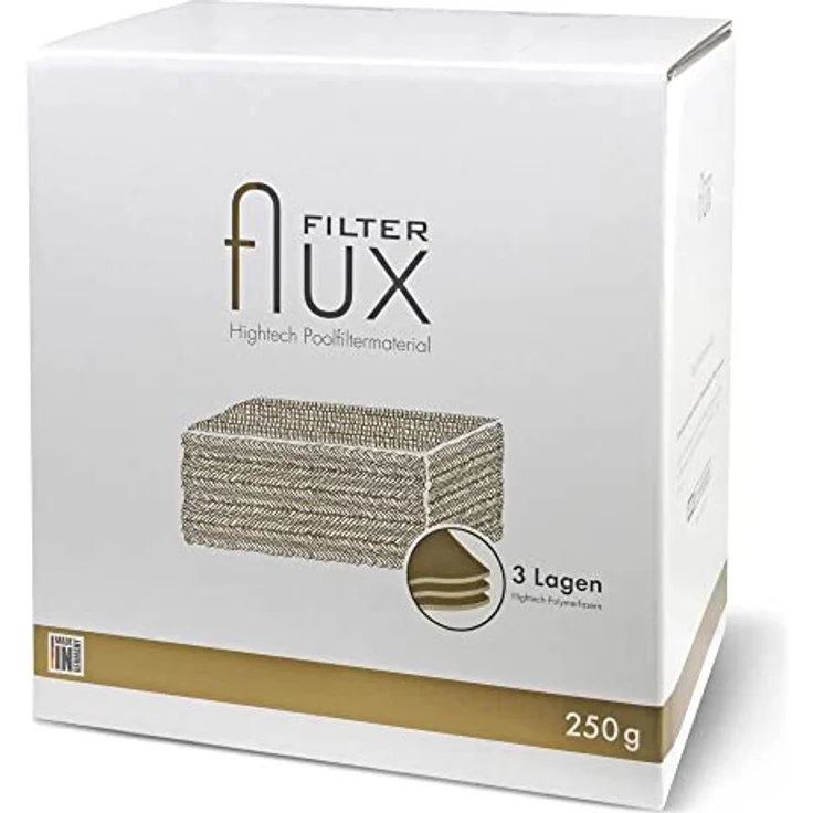 Filter Flux Hightech Poolfiltermaterial Made in Germany - Filtersegmente aus Polymerfasern für Pool und Schwimmbad - Ersetzt Filtersand Filterbälle oder Filterglas - Gold Silber Kartusche (250 g) - Preisvergleich – Bild 5