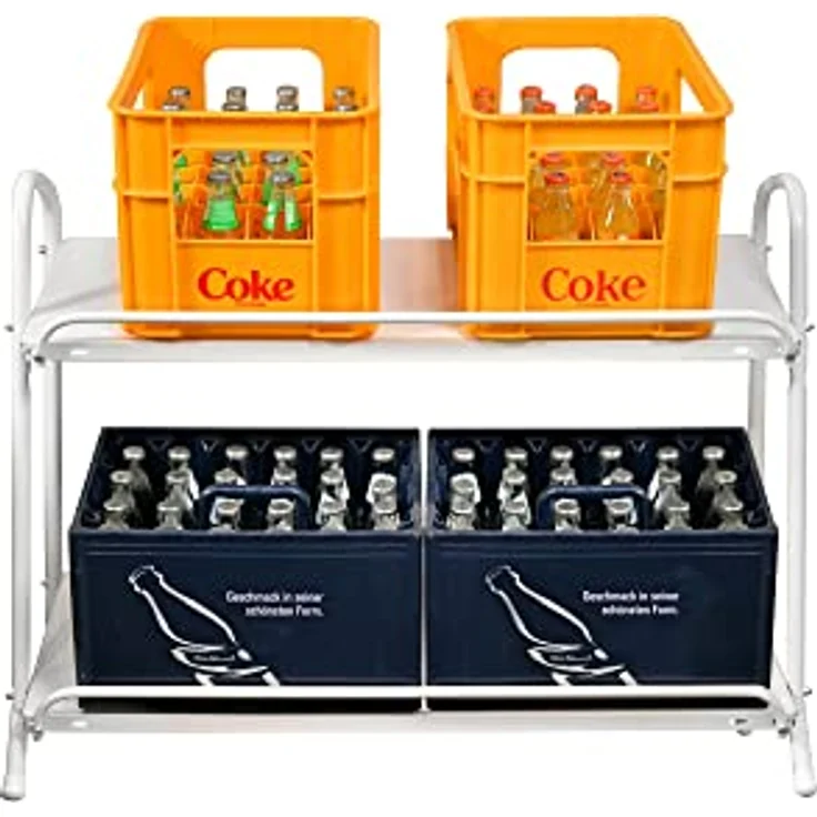 SCHULTE Regalwelt Getränkekistenregal für bis zu 6 Kisten, 74,5x95x40 cm (HxBxT), Traglast pro Ebene ca. 60 Kg, weiß, Getränkeregal, Bierkistenregal, Flaschenkastenständer, Wasserkistenregal – Bild 1