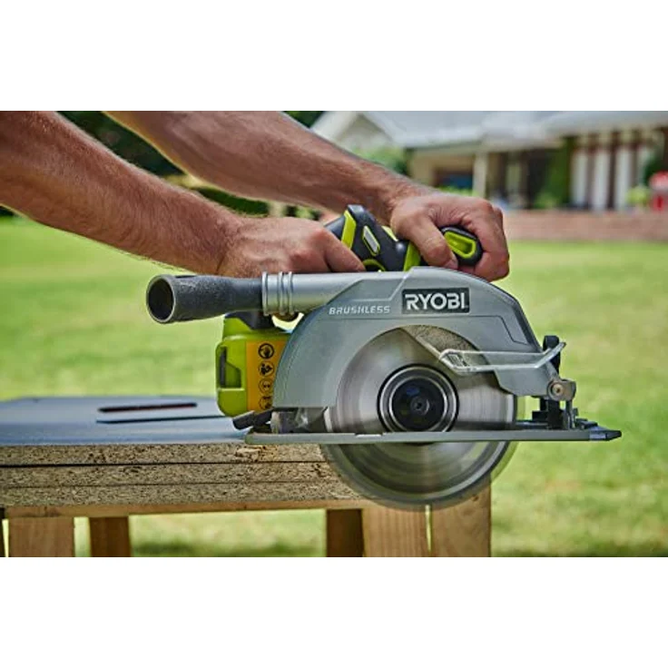 RYOBI 18 V ONE+ Brushless Akku-Handkreissäge R18CS7-140GZL (Sägeblatt-Ø 184mm, Schnitttiefe 90°/45° 60/42mm, werkzeuglose Tiefeneinstellung, inkl.Sägeblatt, Parallelanschlag, 4,0Ah Akku & Ladegerät) – Bild 5