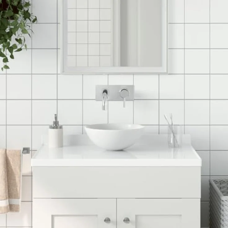 vidaXL Waschbecken Keramik Mattweiß Rund – Bild 2
