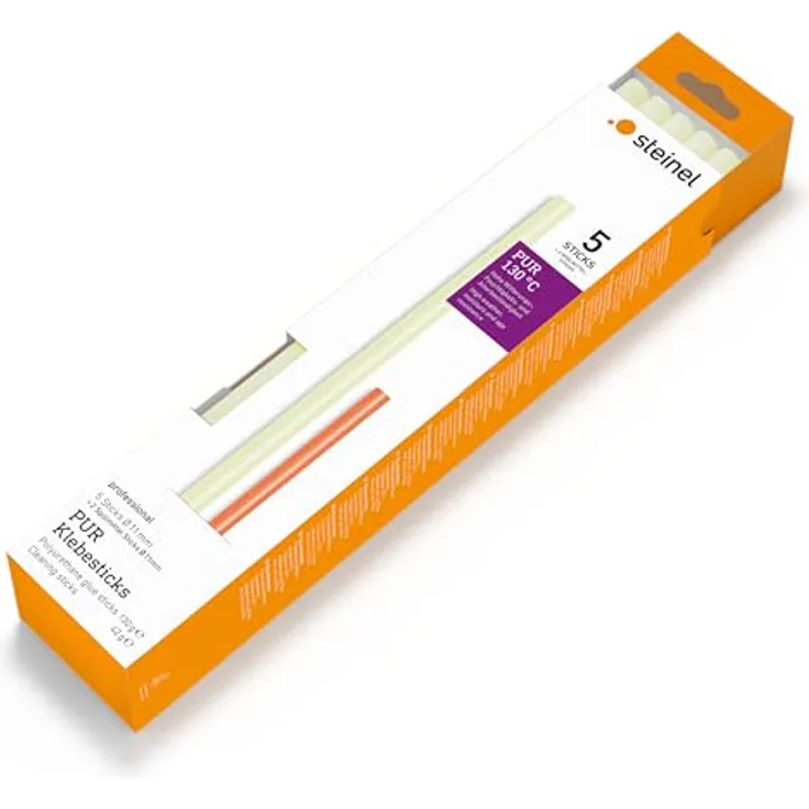 Steinel Klebesticks PUR Ø 11 mm Set, wetterfester Montagekleber mit starker Klebekraft, 5 Sticks inkl. 2 Spülsticks