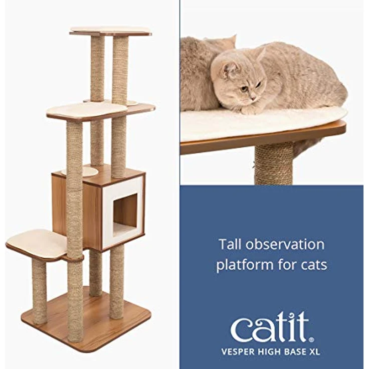 Catit Vesper Katzenmöbel High Base XL, walnuss , Kubus-Höhle mit 3 Plattformen – Bild 2