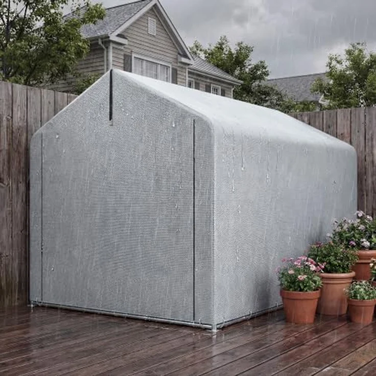 Outsunny Garagenzelt 2,2 x 1,6 m, wasserdichtes Gerätezelt mit Rolltür und Satteldach, hellgrau – Bild 9