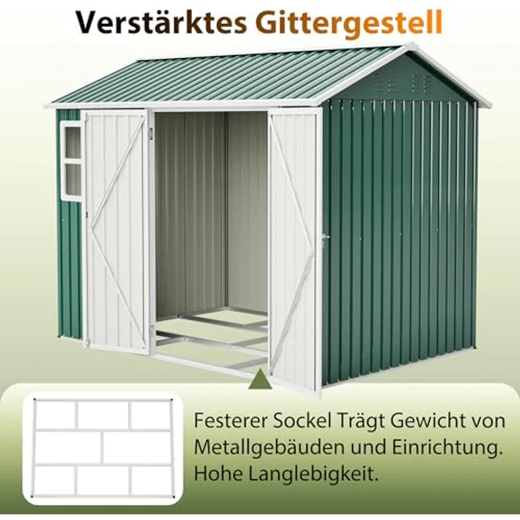 Thanaddo Gartenhaus 8x6 ft, multifunktionaler Gartenschuppen mit Sprossenfenstern, wasserdicht und UV-geschützt – Bild 6