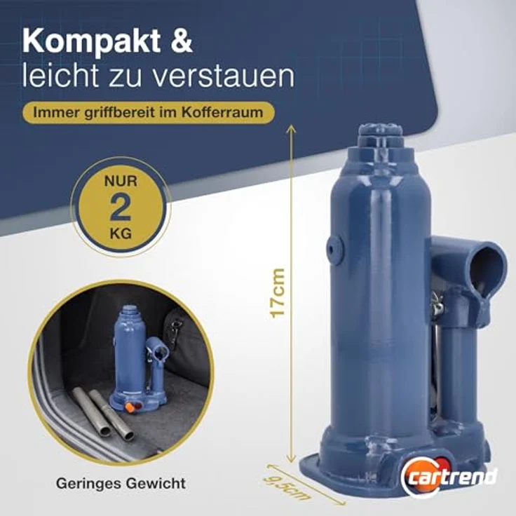 Cartrend Stockheber hydraulisch 2t, Wagenheber mit max. 2000 kg Tragkraft – Bild 6