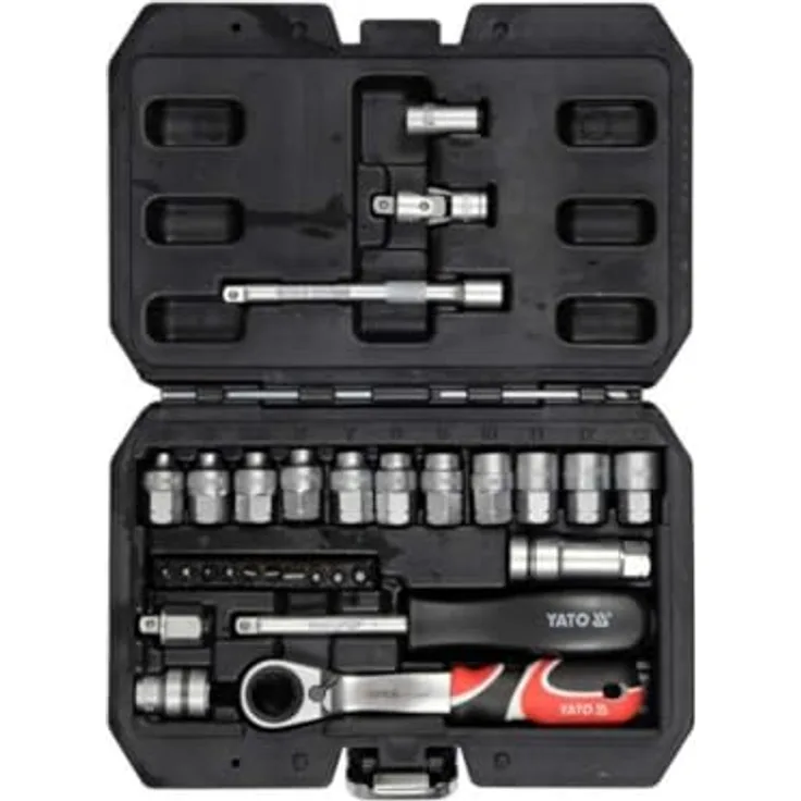 Yato ZESTAW KLUCZY PRZELOTOWYCH 29el 1/4" SPLINE, Werkzeugkoffer mit 29 durchgehenden Schlüsseln für präzise Mechanikarbeiten, kompakt und transportabel