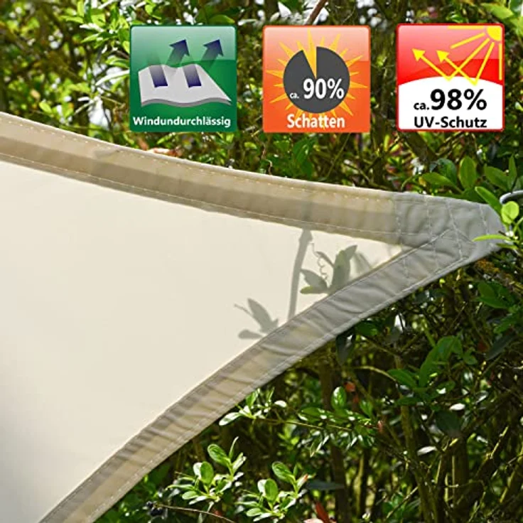 AMANKA 98% UV Schutz: 8x8x8 Sonnensegel Dreieckig Wasserdicht - Terrassendach Sonnenschutz Dreieck - Sonnensegel Garten Sonnenschutz für Trampolin Sonnensegel Pergola D Ring Dreieckig Sonnensegel Pool – Bild 3